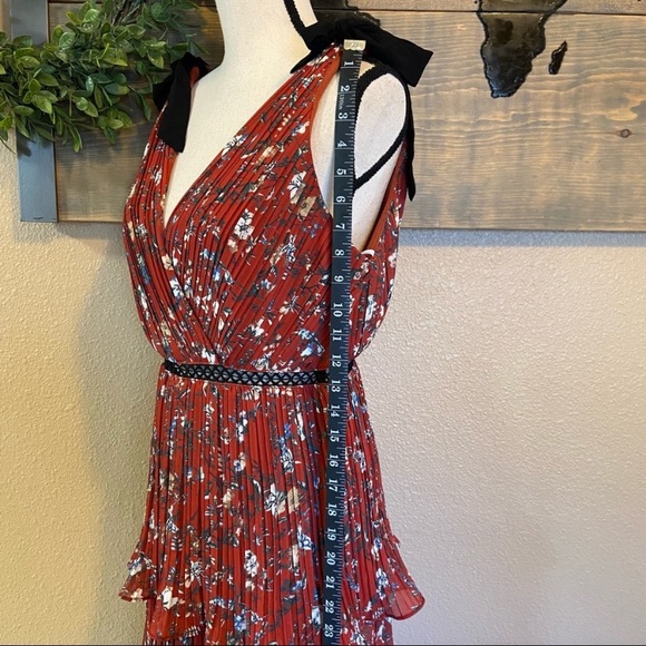 NWOT Lulus Such Sophistication Rust Red Floral Print Pleated Maxi Dress - Picture 8 of 16